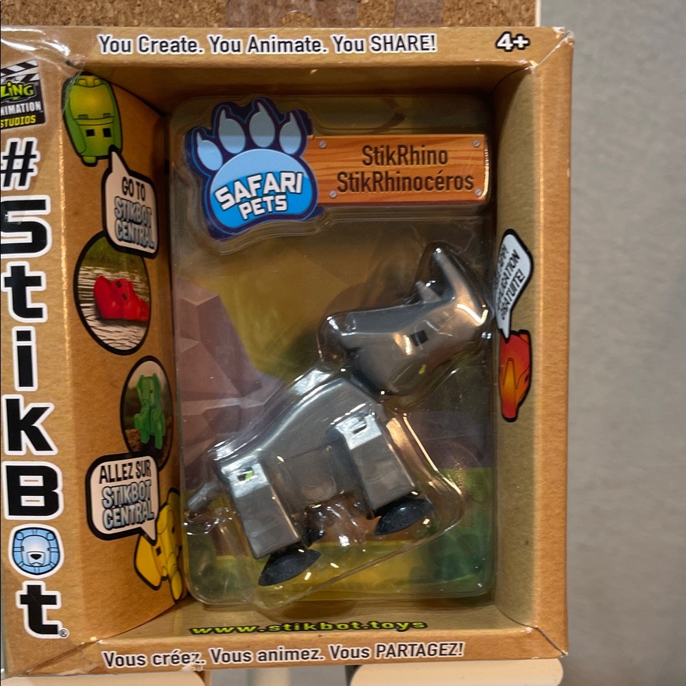 StikBot Safari Pets Silver Rhino Toy